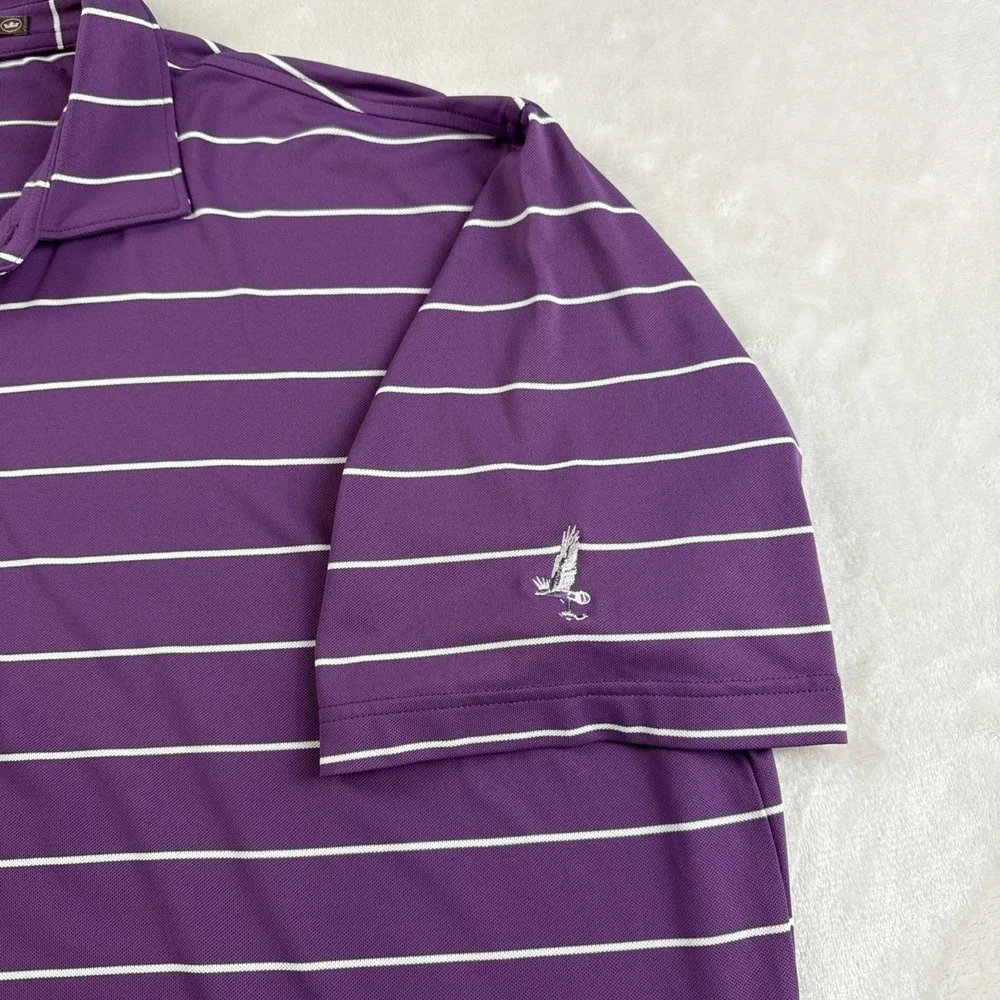 Peter Millar Summer Comfort Polo Shirt XL‎ Purple White Stripe Golf Stretch